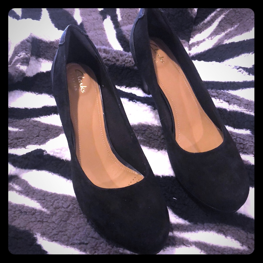 Clark’s Artisan Black Suede Heels